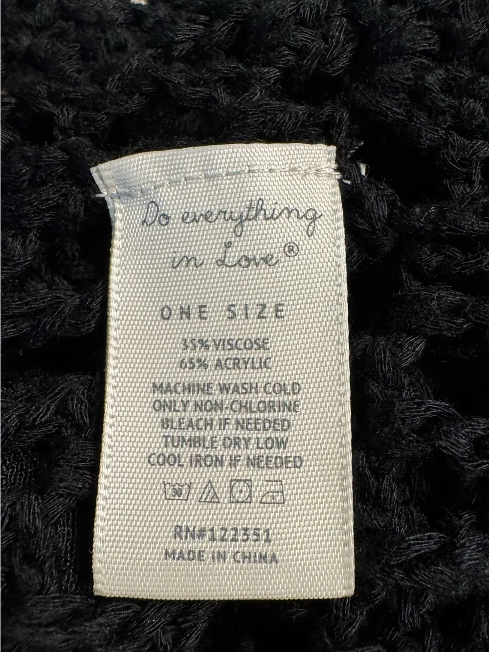 DO EVERYTHING IN LOVE Black Fringe Tribal Embroidered Crochet Boho Vest OS